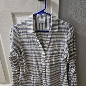 Columbia Blue and White Striped Shirt